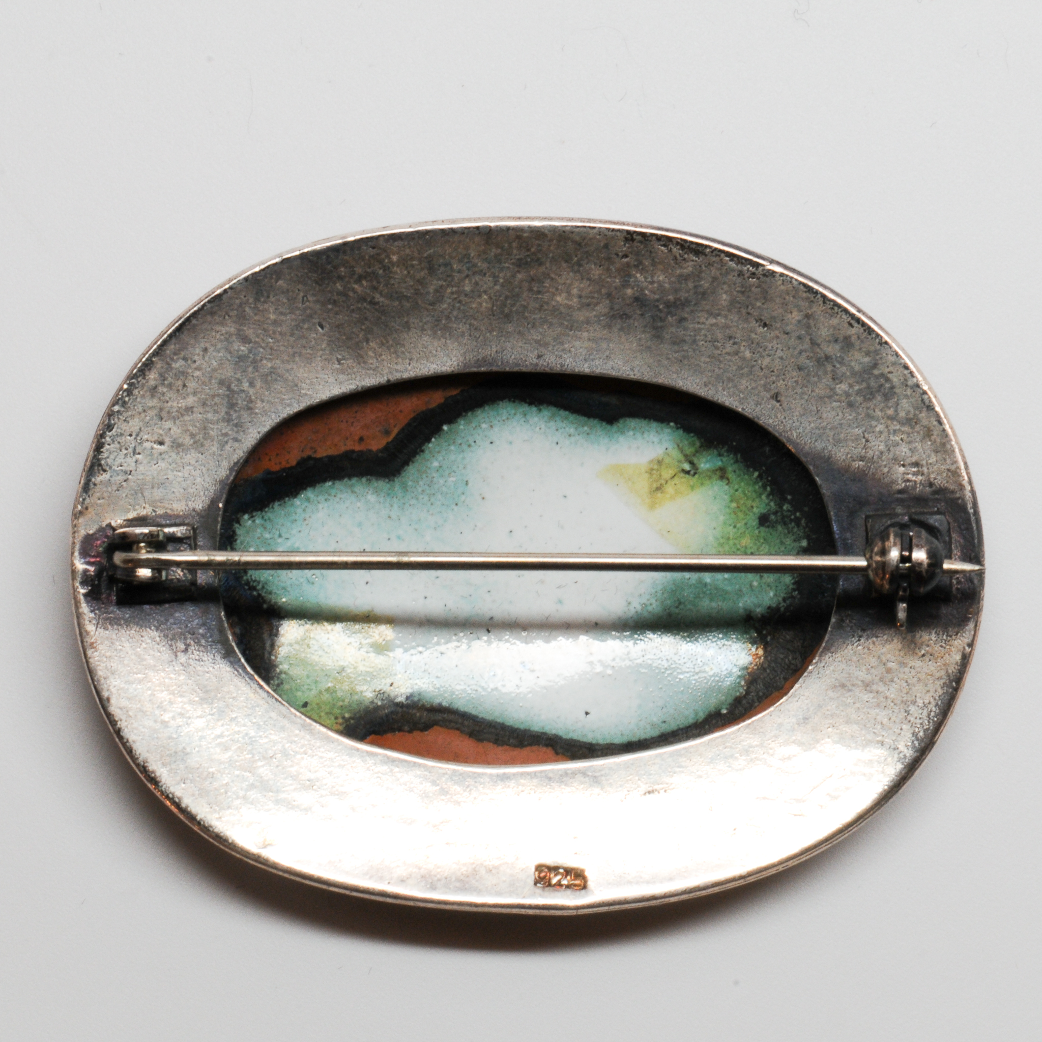 Porcelain+Portrait+Brooch+in+925+Silver+Frame picture 2