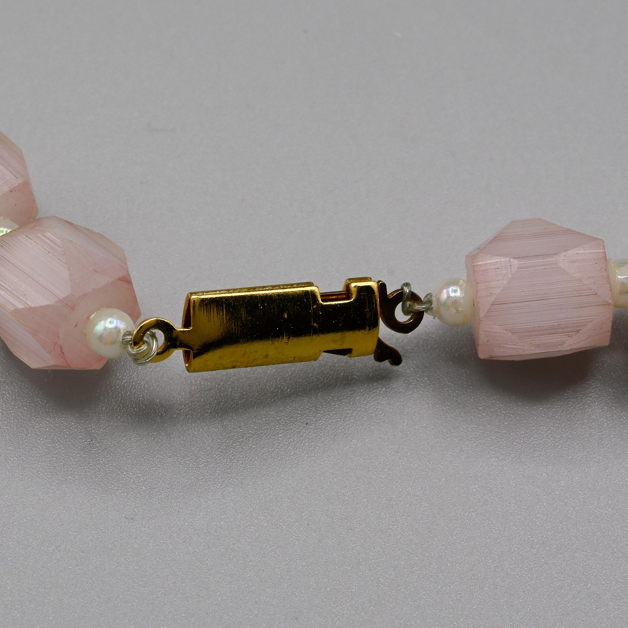 Faceted+Pink+Satin+Glass+Bead+Necklace picture 3
