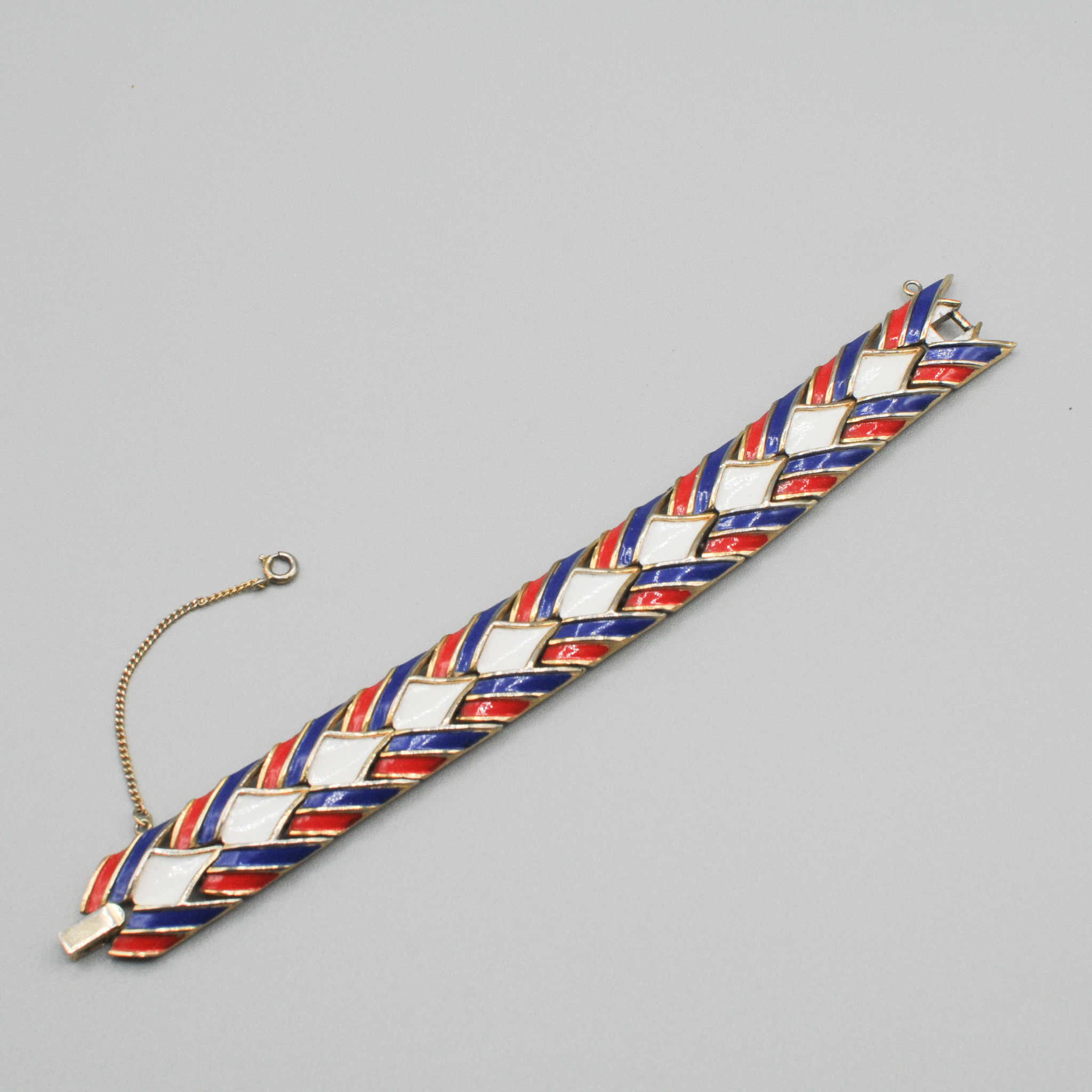 Trifari+Red+White+and+Blue+Enamel+Bracelet picture 1