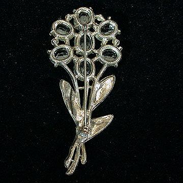 Potmetal+Flower+Pin+-+Large+Aquamarine+Colored+Stones picture 2