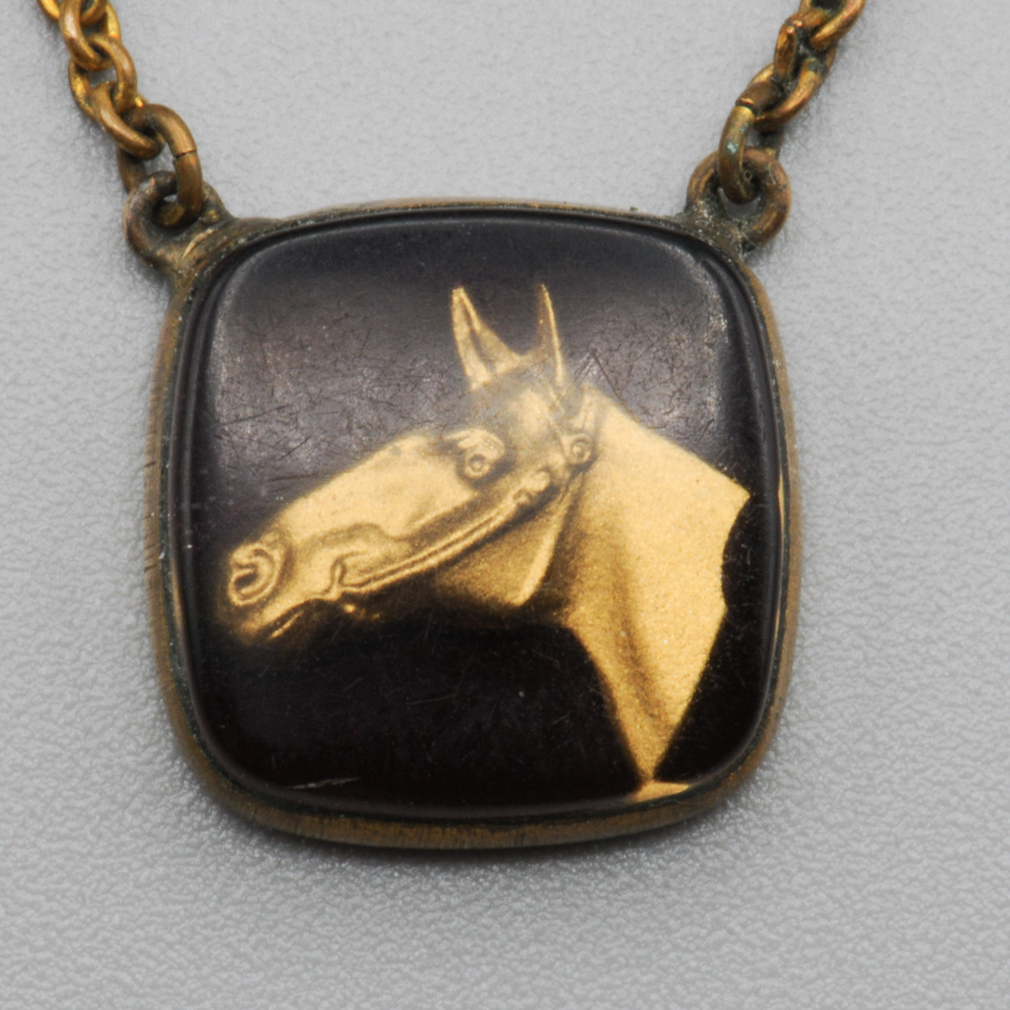Reverse+Carved+Lucite+Tie+Clasp+w+Horse+Head picture 2