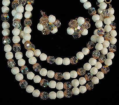 Vintage+White+Bead+and+Aurora+Crystal+Necklace+and+Earrings picture 2
