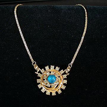 Large+1930%27s+Rhinestone+Pendant+Brooch+-+Big+Blue+Stone picture 1
