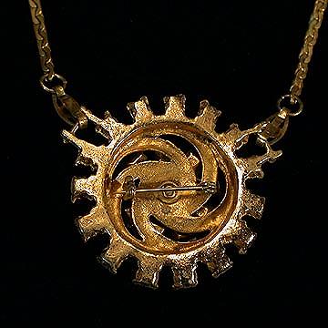 Large+1930%27s+Rhinestone+Pendant+Brooch+-+Big+Blue+Stone picture 2