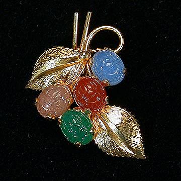 Scarab+Pin+or+Brooch+with+4+Colored+Stones picture 1