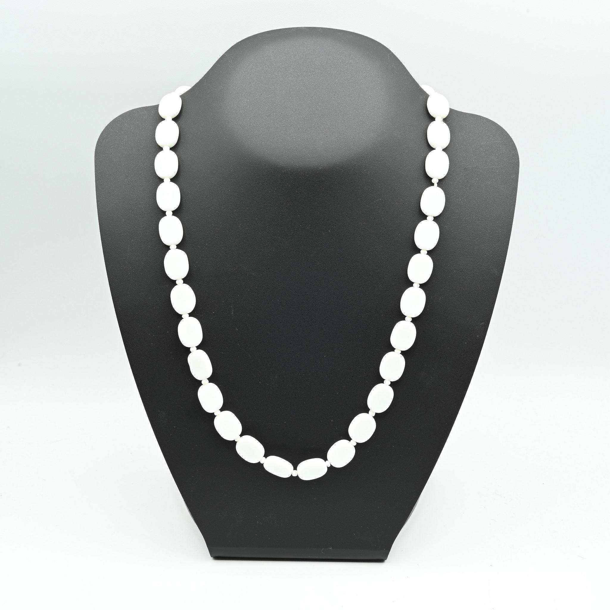 White+Glass+Lozenge+Bead+Necklace picture 1