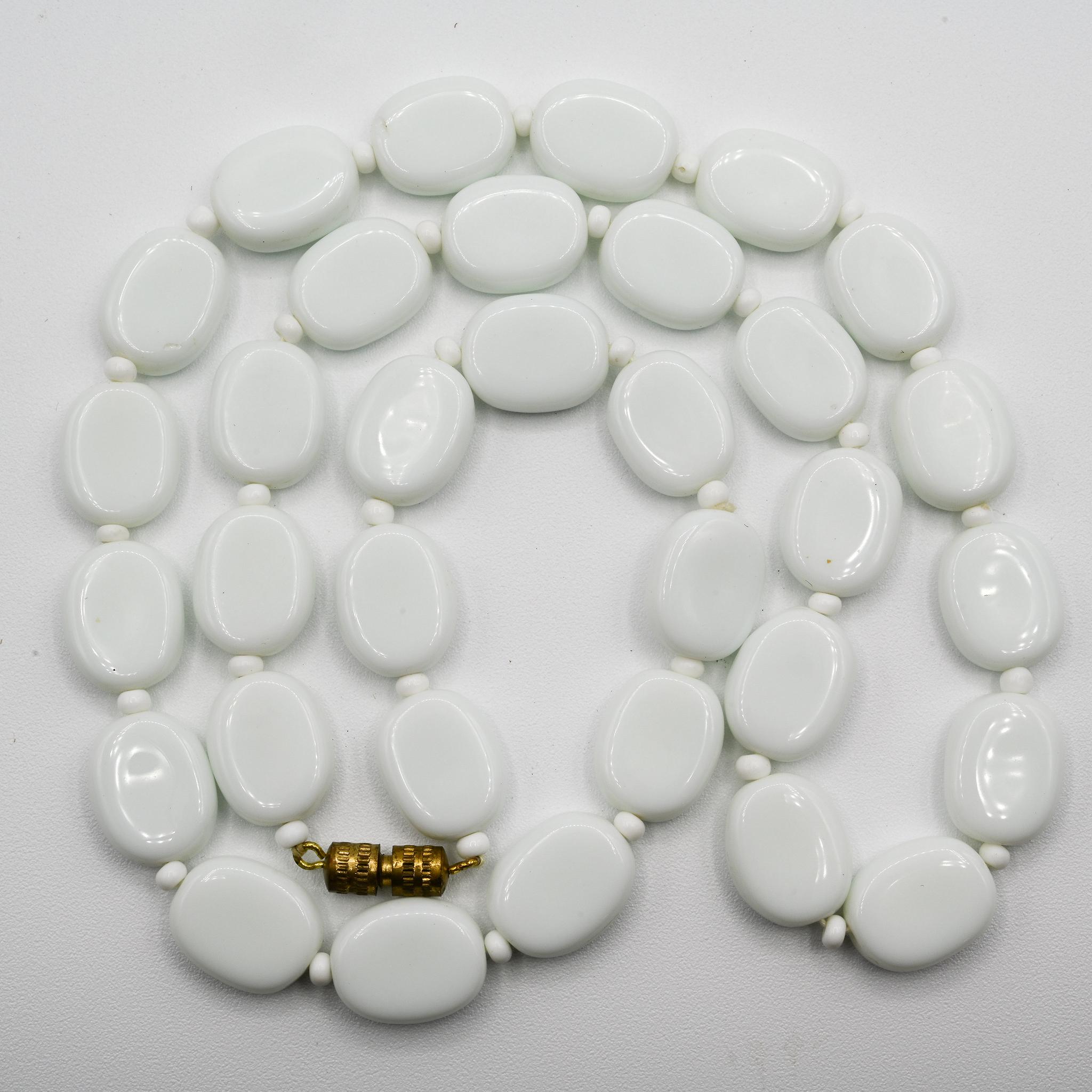White+Glass+Lozenge+Bead+Necklace picture 2