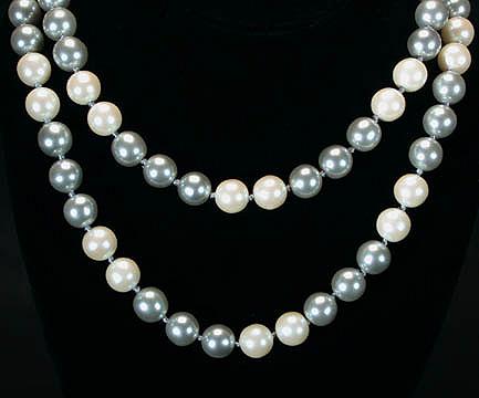 Richelieu+Grey+and+White+Simulated+Pearl+Set+-+Necklace+and+Earrings picture 3