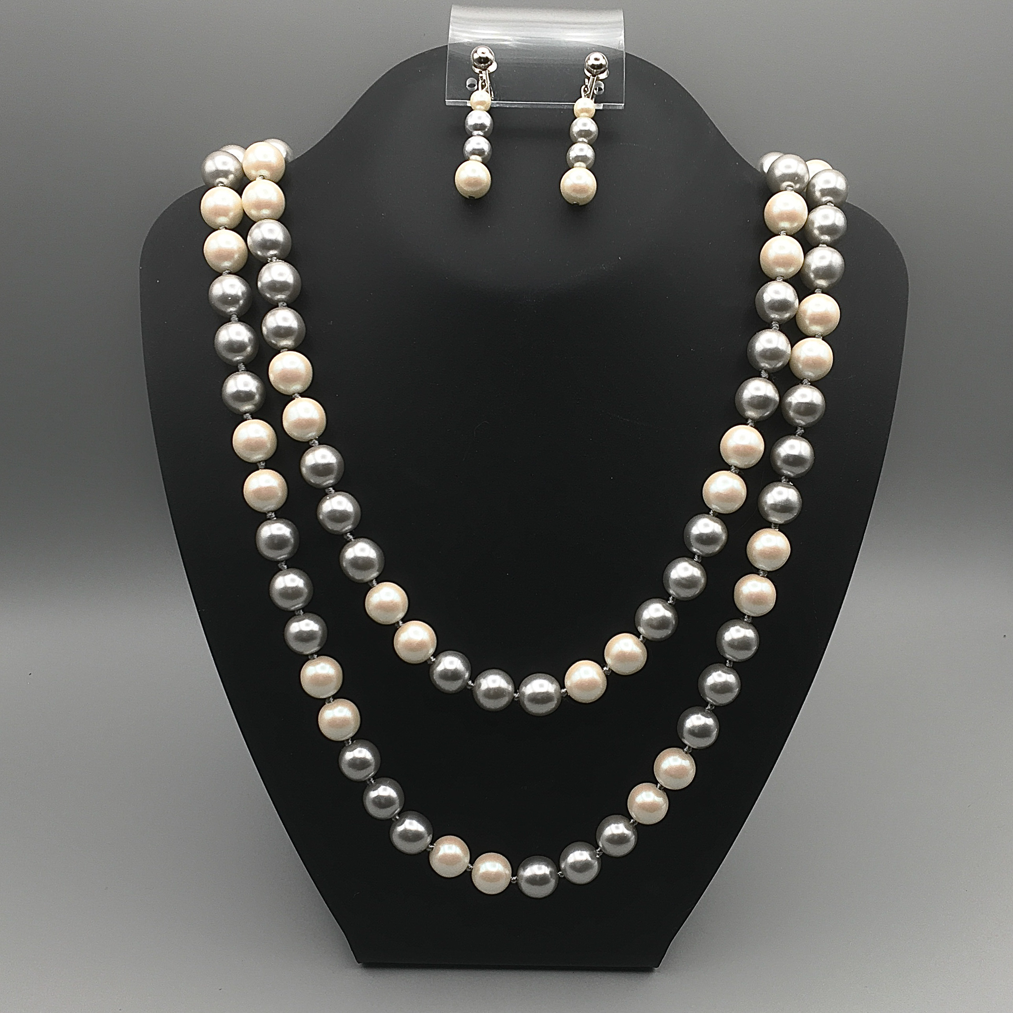 Richelieu+Grey+and+White+Simulated+Pearl+Set+-+Necklace+and+Earrings picture 5