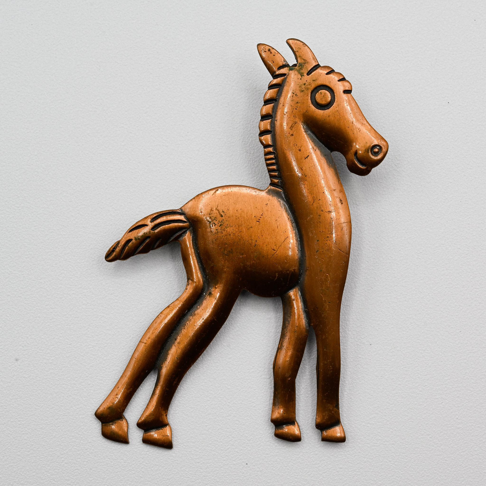 Stamped+Copper+Horse+or+Burro+Pin+Brooch picture 1