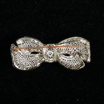 Large+Silvertone+Filigree+and+Rhinestone+Bow+Pin picture 2