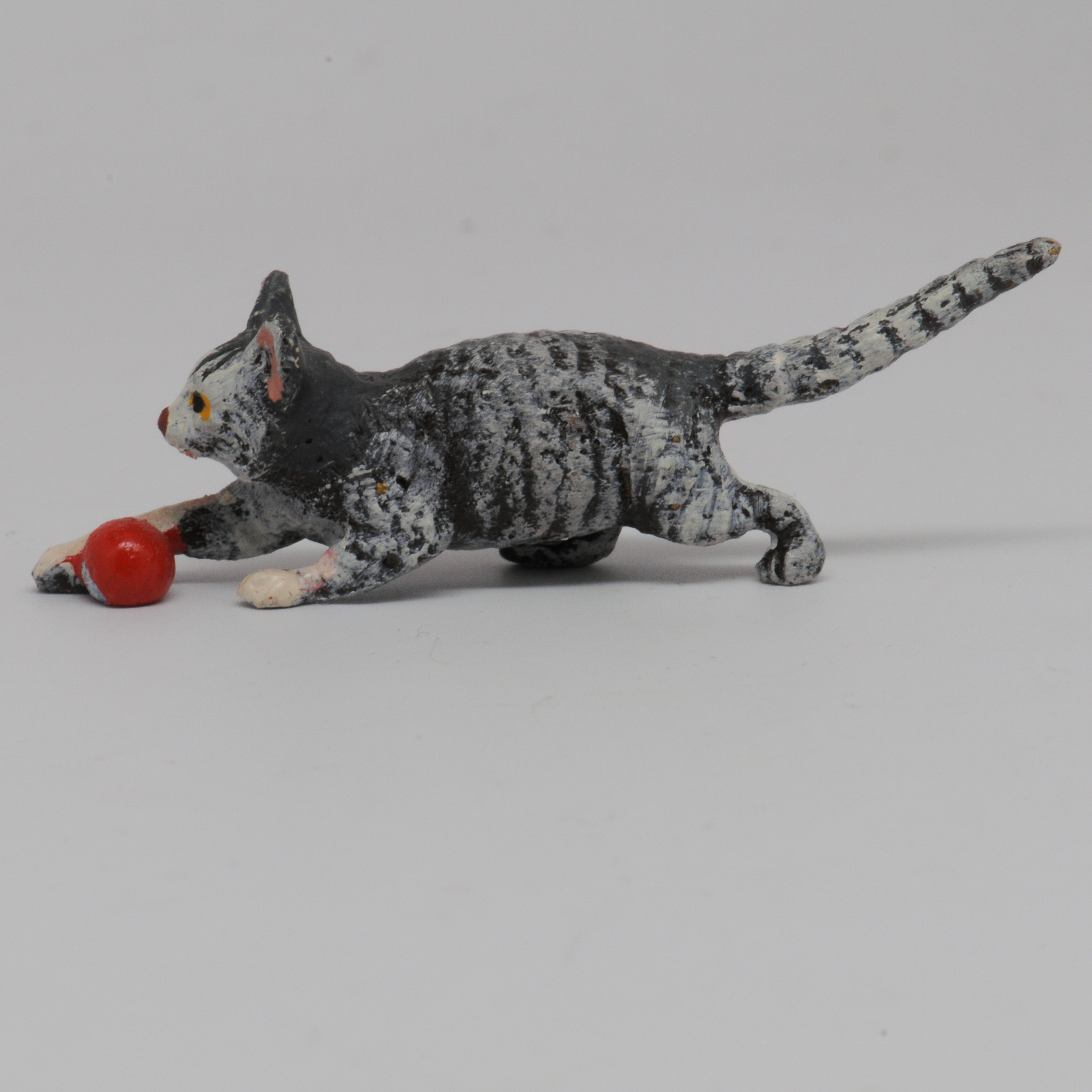 Vintage+Miniature+Vienna+Bronze+of+Cat+with+Red+Ball. picture 3