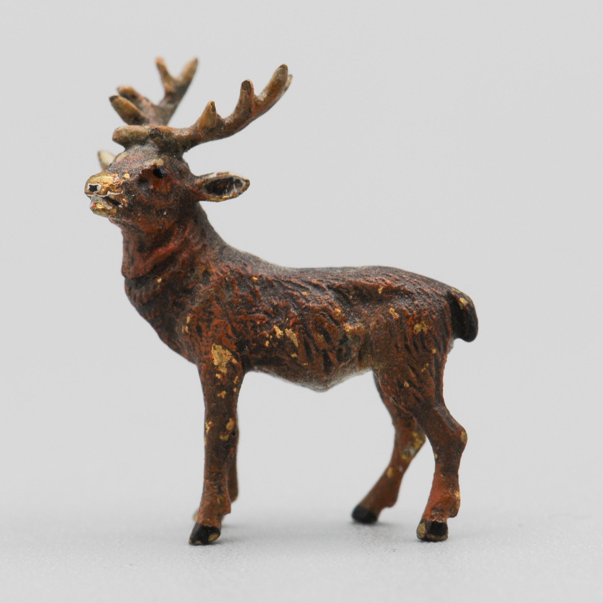 Tiny+Cold-Painted+Austrian+Vienna+Bronze+of++Stag+One+Inch+Tall picture 1