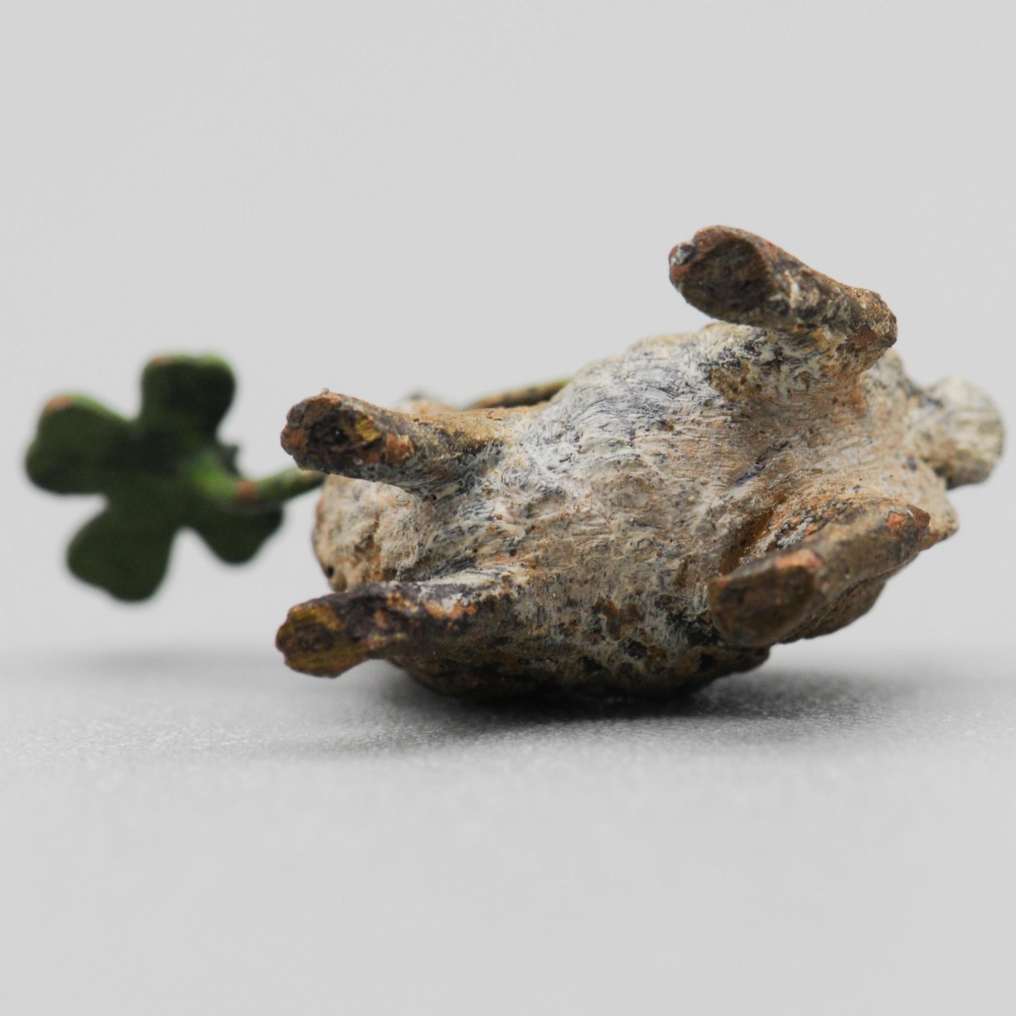 Tiny+Cold-Painted+Austrian+Vienna+Bronze+Rabbit+with+Four+leaf+Clover picture 3