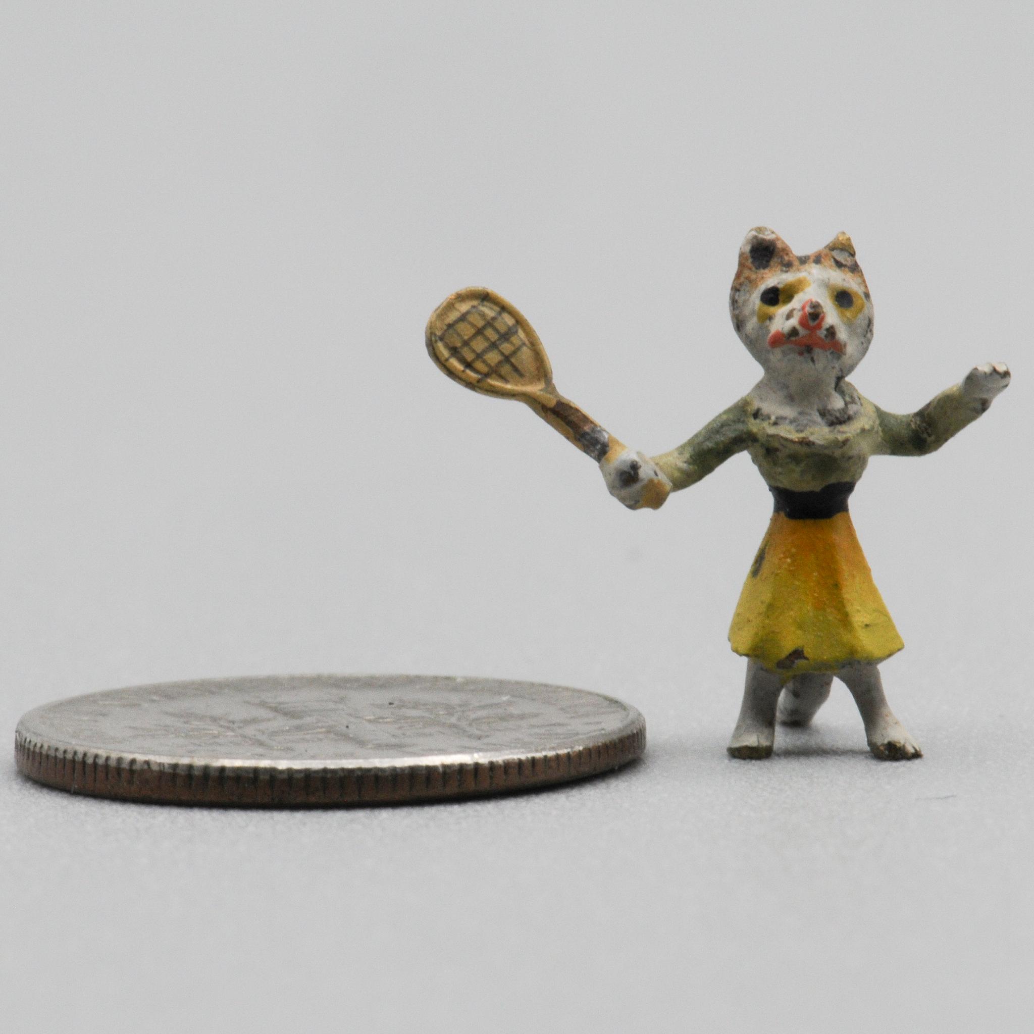 Tiny+Cold-Painted+Austrian+Vienna+Bronze+Cat+Playing+Tennis picture 5