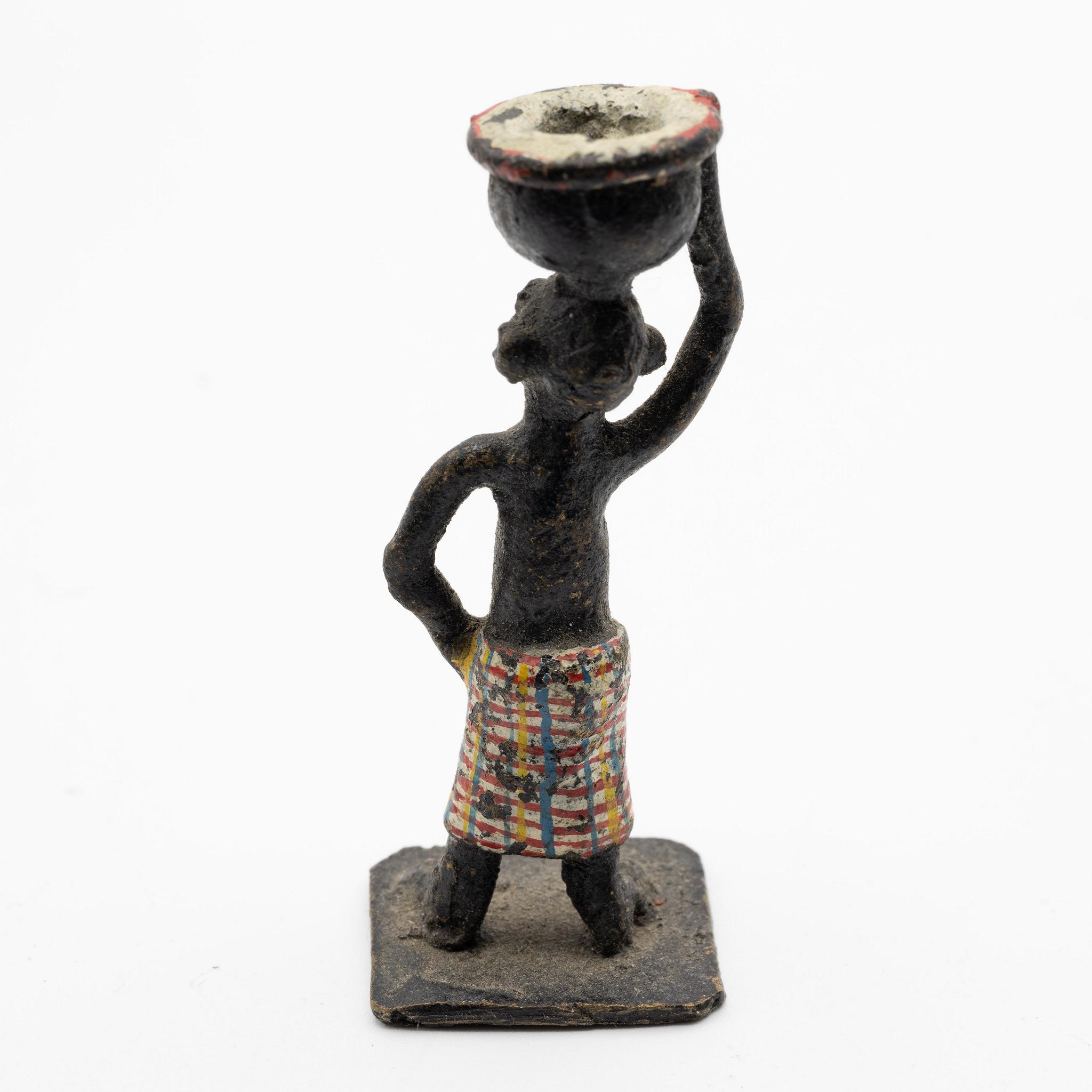 African+Akan+Ashanti+Metal+Figurine+of+Woman+with+Bowl+on+Head+Ethnographic+Folk+Art picture 2