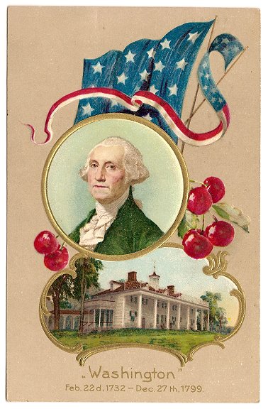 George+Washington+Birthday+Postcard+1910+Flag+Cancel picture 1