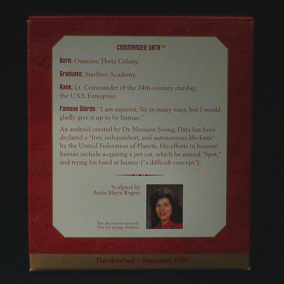 1997+Hallmark+Star+Trek+Ornament+Commander+Data+MIMB picture 2