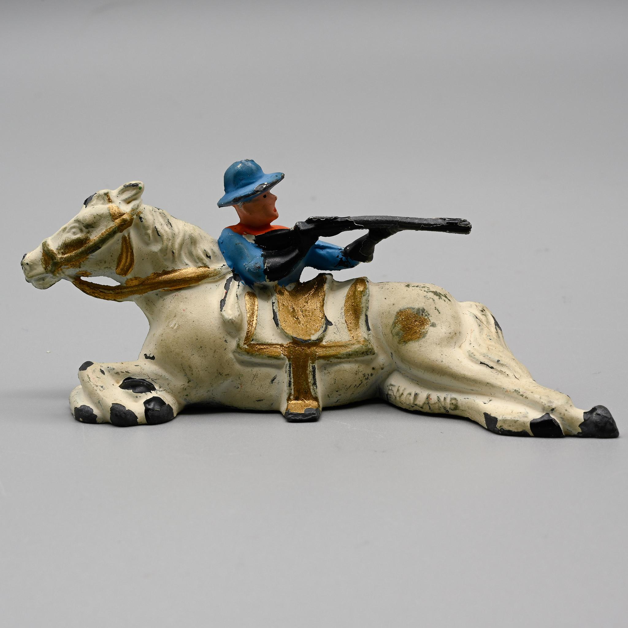 Johillco+John+Hill+Cowboy+Firing+Behind+Horse+Vintage+Lead+Figure picture 1