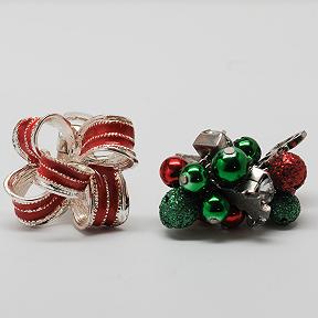 Two Vintage Christmas Themed Stretch Rings.