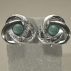 Sarah Coventry Orbit Earrings - Silvertone and Turquoise