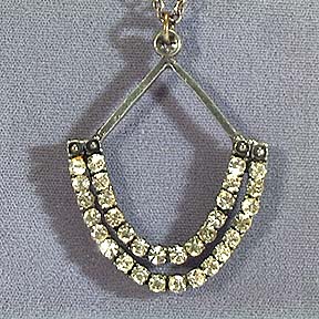 Old Unusual Rhinestone Pendant with Chain