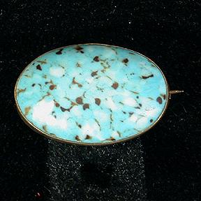 Unusual Victorian or Edwardian Art Glass Pin - Turquoise Blue