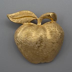 Signed Goldtone Apple Brooch