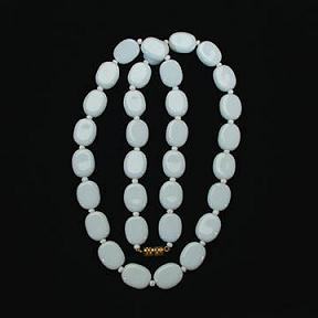 White Glass Lozenge Bead Necklace