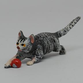 Vintage Miniature Vienna Bronze of Cat with Red Ball.