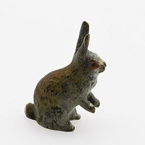 Tiny Miniature Vienna Bronze Sitting Rabbit