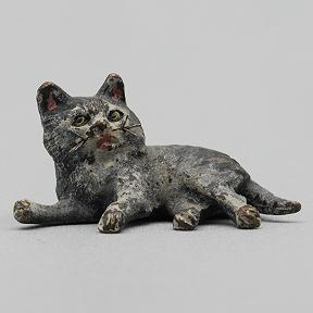 Vintage Miniature Vienna Bronze of a Recumbent Cat