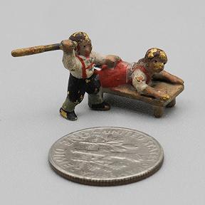 Vintage Miniature Vienna Bronze of a Man Beating a Woman With a Stick