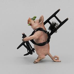 Miniature Cold Painted Vienna Bronze of Pig Chimney Sweep
