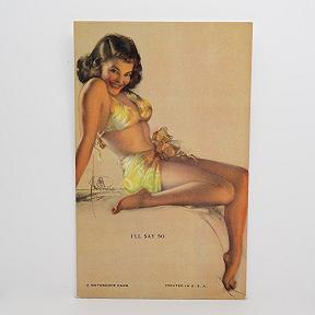 Mutoscope Pin Up Card - 1940s - I'll Say So - Rolf Armstrong