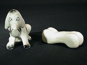Vintage Figural Salt and Pepper Shakers - Dog and Bone