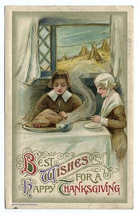 Winsch Thanksgiving Postcard with Pilgrims 1910
