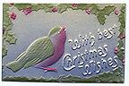 Christmas Postcard with Embossed Robin