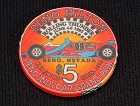 Reno Hilton $5 Casino Chip Rolling Thunder 1993