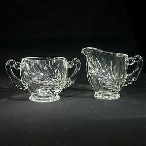 Indiana Glass Oleander Pressed Glass Creamer & Sugar