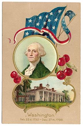George Washington Birthday Postcard 1910 Flag Cancel