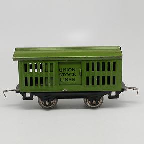 Pre-war Lionel 802 Union Stock Lines Stock Car, Dark Green Pre-War