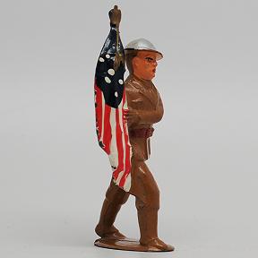 Barclay 701 Soldier with Flag American Dimestore Figure