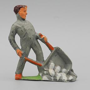 Manoil Man   with Wheelbarrow  from Happy Farm Series Dimestore Figure