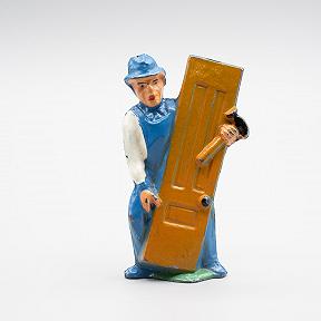  Manoil Carpenter with Door Dimestore Figure from Happy Farm Series
