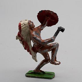 Cherilea Indian With Hatchet and Shield Vintage Lead Figure