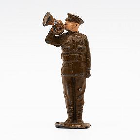 Britains Lead Bugler at Attention in Battledress