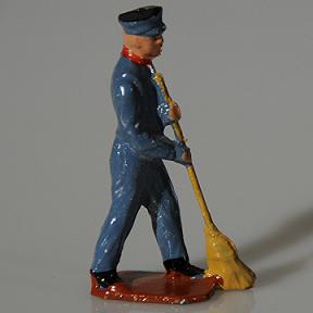 Vintage lead railroad porter with broom - FRANCE