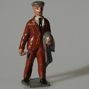 Vintage lead man with overcoat French Lead Farm Figure